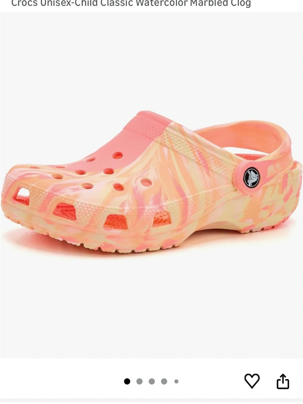 CROCS Kids Watercolor Marbled Clog in Pink and Peach